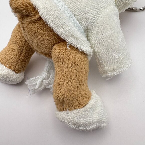 Martins Hotel Bear Keychain Plush Soft Stuffed Animal in White Robe Slippers - Picture 5 of 6